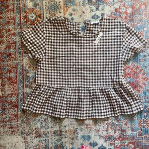 NWT- peplum gingham Madewell top, sz M